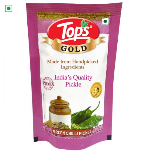 Tops Pickle Green Chilli Pouch - 100g. Pouch